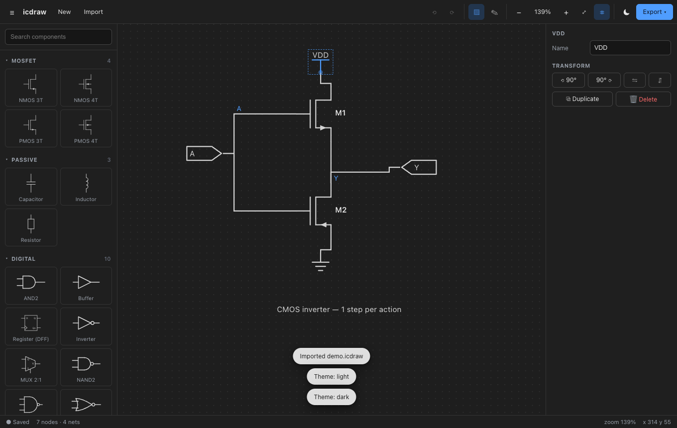 icdraw 深色桌面界面