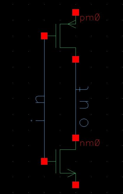 Cadence schematic 反相器输入输出连接线与标签